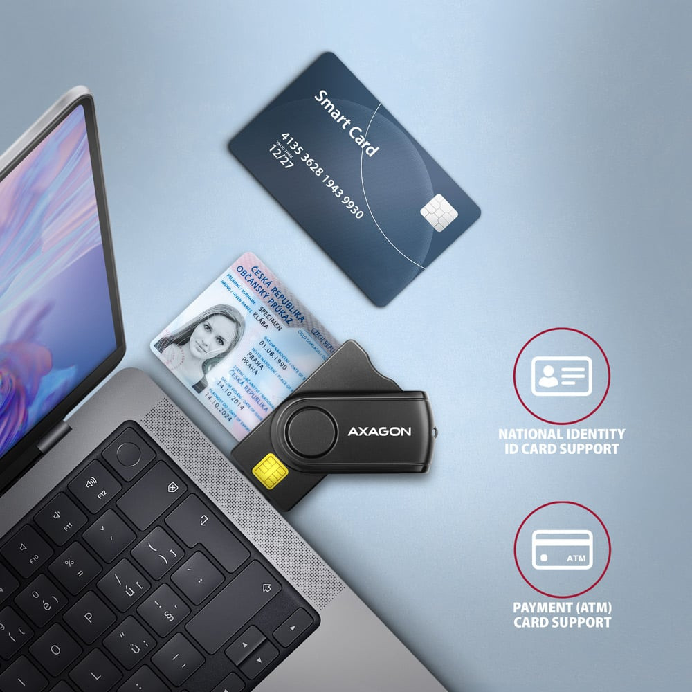 Čitač pametnih kartica AXAGON CRE-SMP2A USB 2.0 Pocket Reader