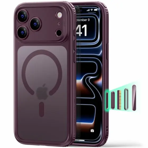 ESR CLASSIC HYBRID MAGSAFE maska za IPHONE 17 PRO / 18 PRO FROSTED DEEP BURGUNDY