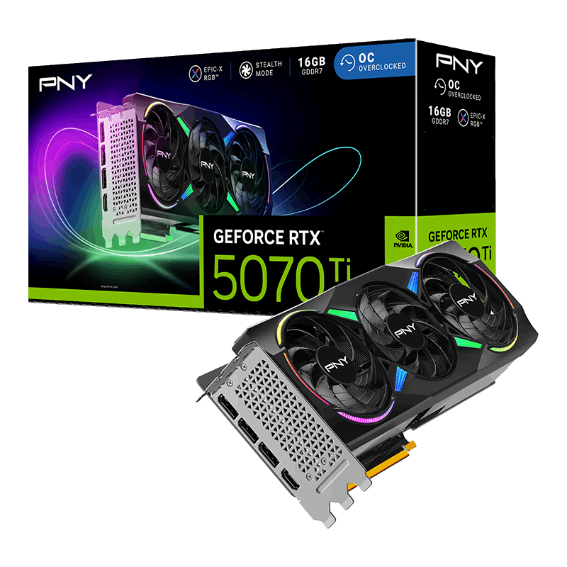 PNY RTX 5070Ti 16GB Gaming OC Triple fan, ARGB, GDDR7, 3xDP, 1xHDMI