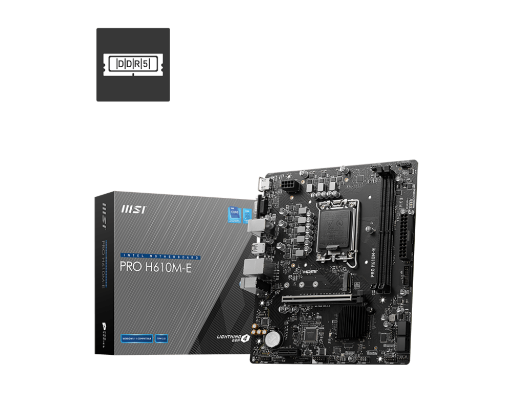 MSI PRO H610M-G LGA 1700 Intel H610 SATA 6Gb/s Micro ATX Motherboard 2x DDR5 PCI-E x16 slot M.2 Intel I219V1Gbps LAN EZ Debug LED