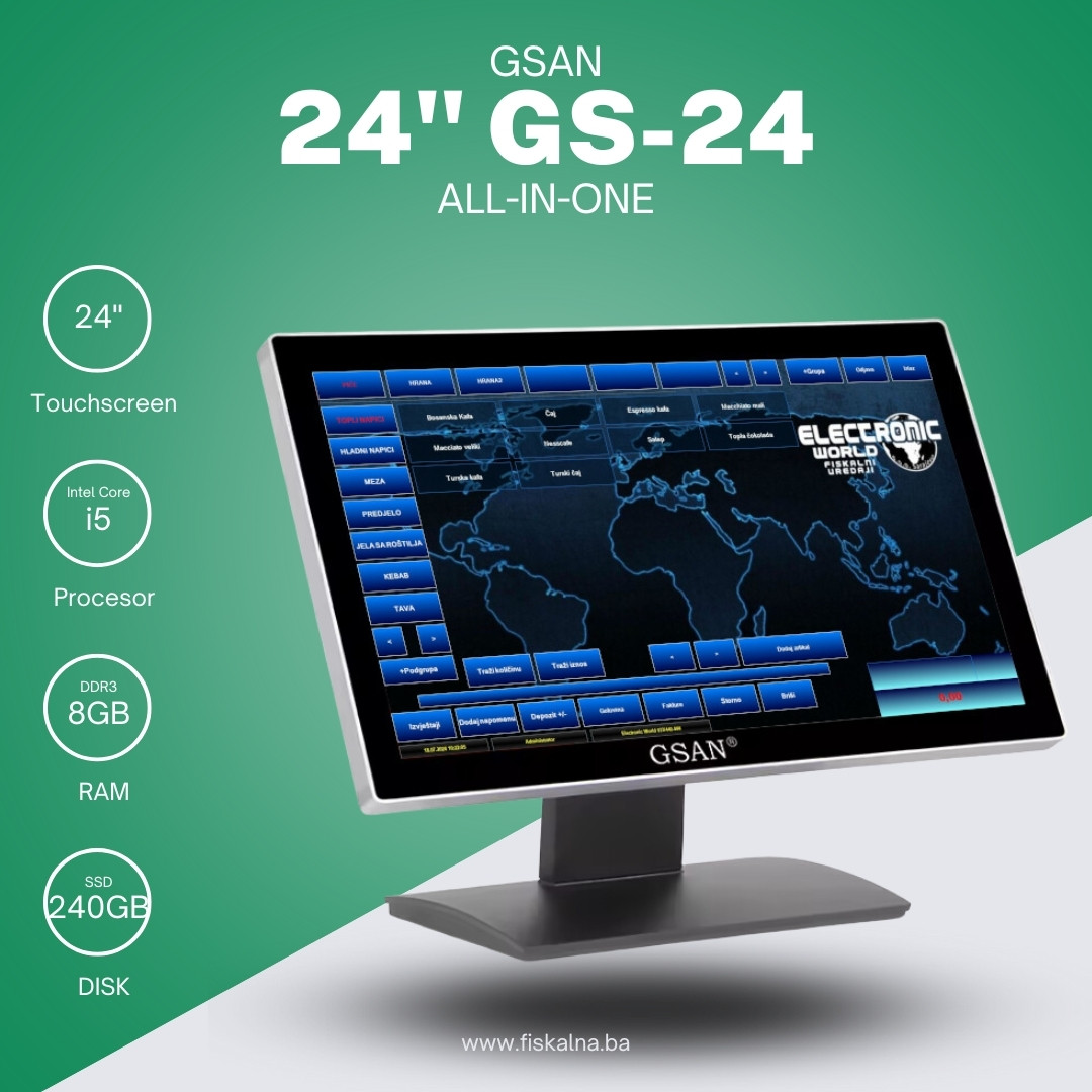 24" Gsan POS AiO System Touchscreen GS-24-i5-8-256