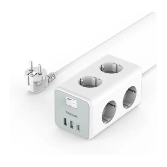Produžni kabl Tessan TS-360TS-C, 6X AC, 2X USB-A, 1X USB-C 2m, 15W