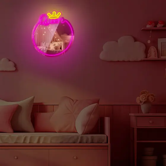 Neon LED ogledalo QUEEN bijela i roza FMNE04 Forever Light