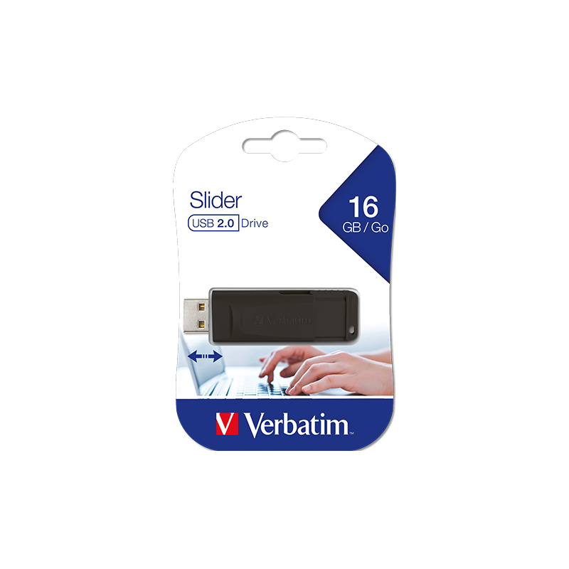USB memorijski stik 2.0 Verbatim 16GB, crni, Store'n'Go, slider