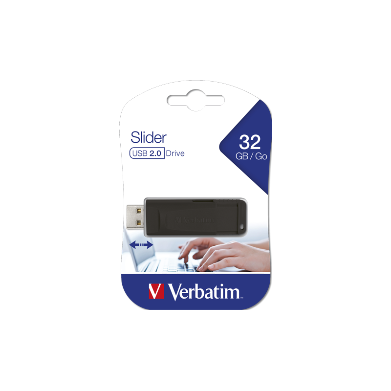 USB memorijski stik 2.0 Verbatim 32GB, crni, Store'n'Go, slider