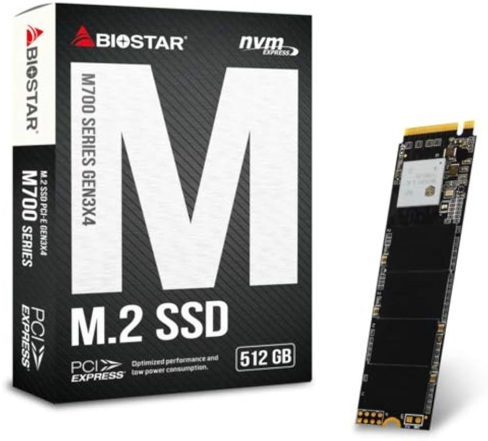 BIOSTAR 512GB SSD, M.2, NVMe PCI-E Gen3x 4, 2280 M.2, R/W: 1650 MB/s, 1400 MB/s