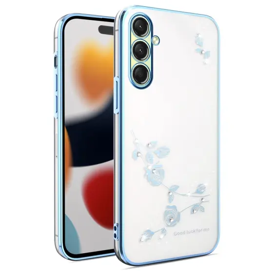 KADEM maska za Samsung Galaxy S26 Flower Rhinestone - Blue