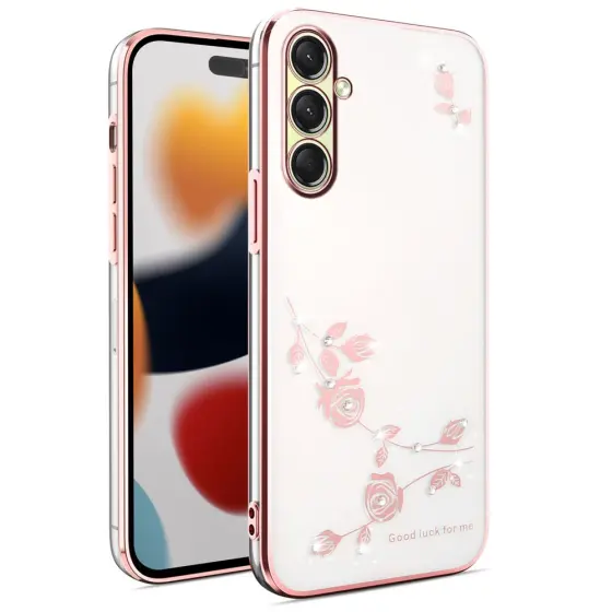 KADEM maska za Samsung Galaxy S26 Flower Rhinestone - Rose Gold