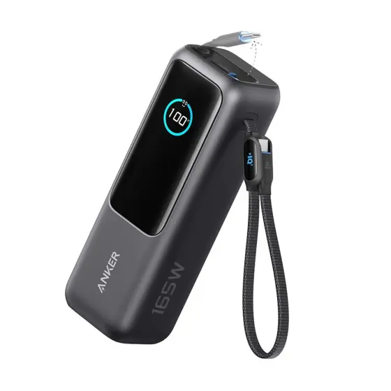 Anker Powerbank 25000 mAh s ugrađenim USB-C kabelom 165 W crni