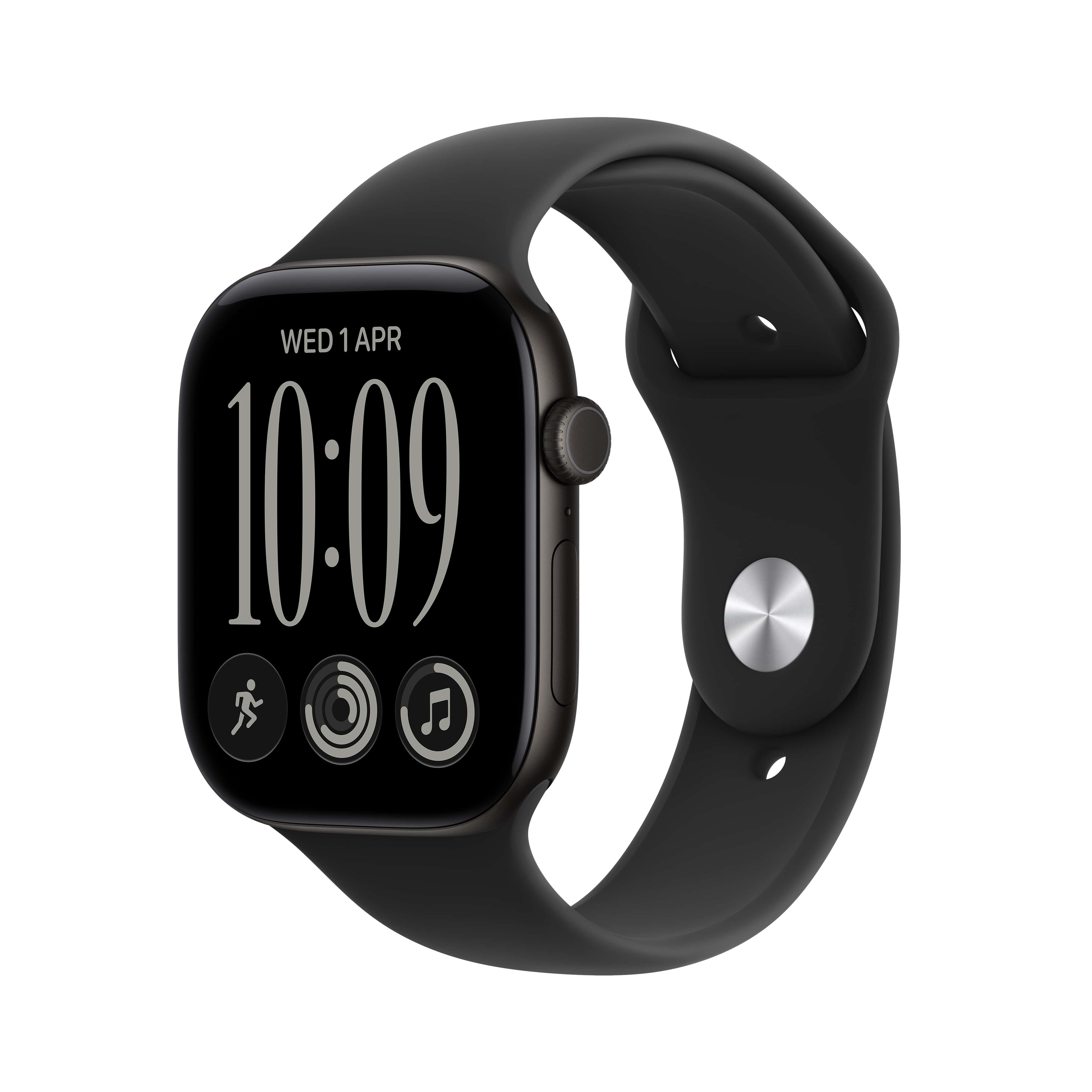 Apple Watch S12 GPS 46mm Black Aluminium Case with Black Sport Band – M/L