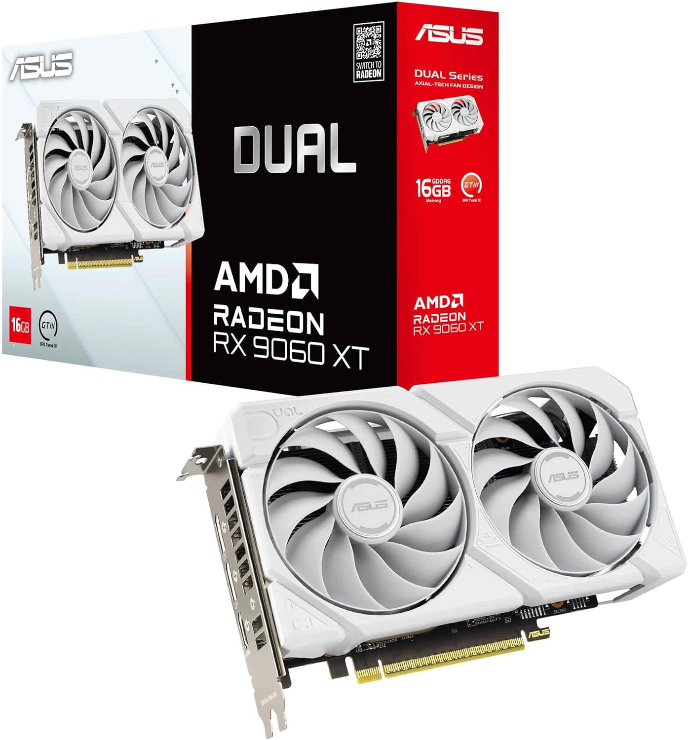 ASUS DUAL-RX9060XT-16G-WHITE 16GB GDDR6, 128-bit, 2x DP, 1x HDMI