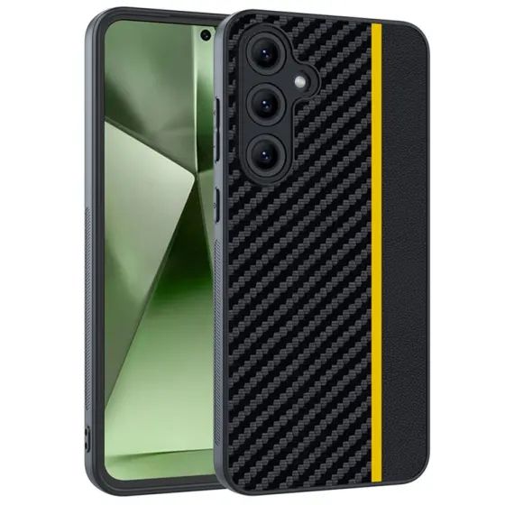 Carbon Fiber Texture maska za Samsung Galaxy S24 - Black  Yellow