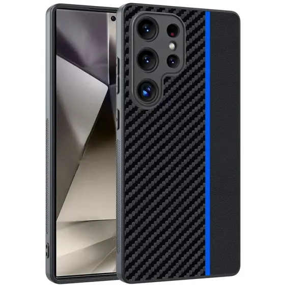 Carbon Fiber Texture maska za Samsung Galaxy S25 Ultra - Black  Blue