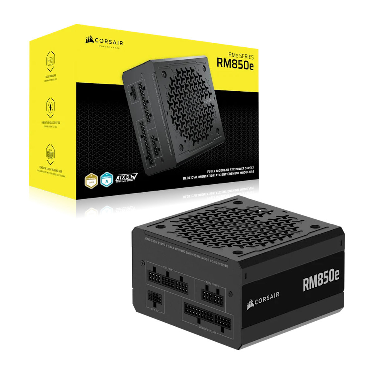 Corsair PSU 850W RM850e,Gold,WFully Modular, 12V-2x6, 6xSATA3xPCIe, ATX 3.1, PCIe 5.1