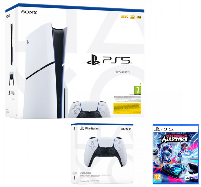 PlayStation 5 Slim D chassis + PS5 Dualsense Wireless Controller + Destruction AllStars PS5