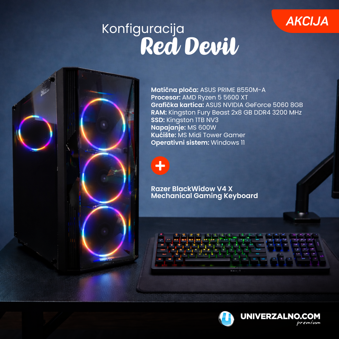 Konfiguracija Red Devil + Razer BlackWidow V4 X Mechanical Gaming Keyboard