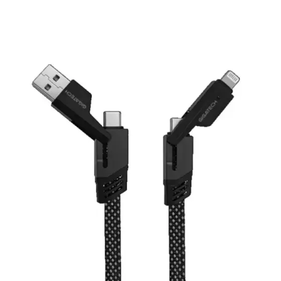 USB + C na C + Lightning kabel Gigatech 2 u 2 1m 60W crno-bijeli