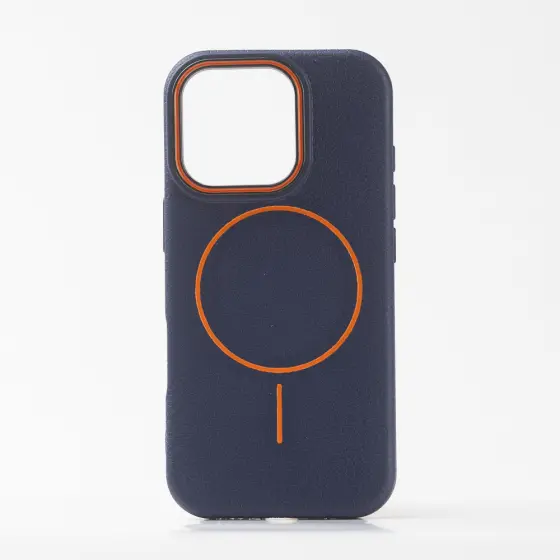 LICHI leather magsafe maska za iPhone 14 Blue