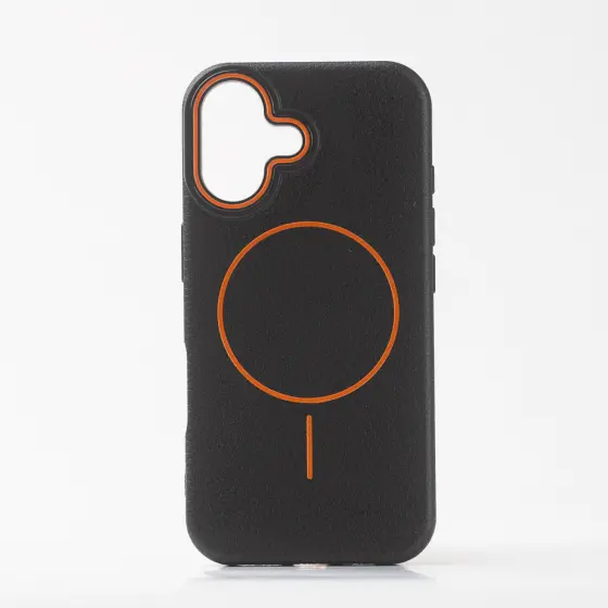 LICHI leather magsafe maska za iPhone 16 Black