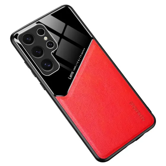 Leather Coated maska za Samsung Galaxy S25 Ultra - Red