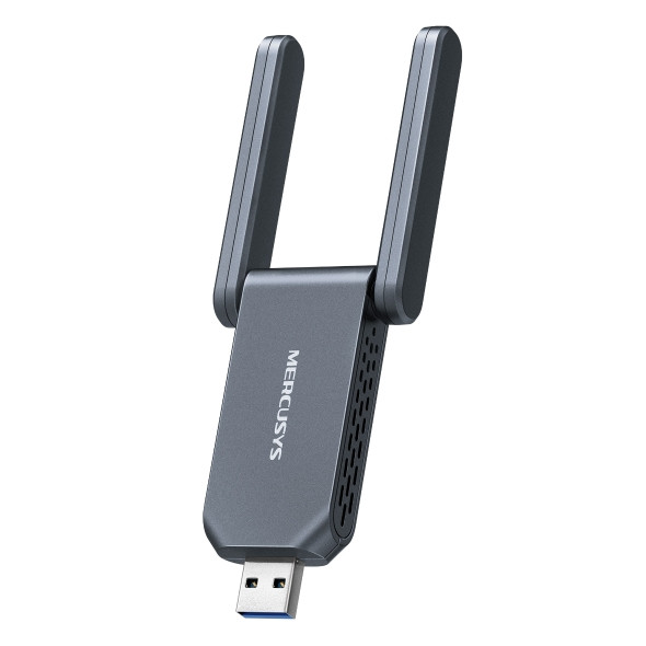 Mercusys MA37BEH BE6500 Wi-Fi 7 High-Gain Wireless USB Adapter, 688 Mbps at 2.4 GHz + 2882 Mbps at 5 GHz + 2882 at 6 GHz, 2x High Gain External Antenna, USB 3.0, MU-MIMO, OFDMA, Beamforming,