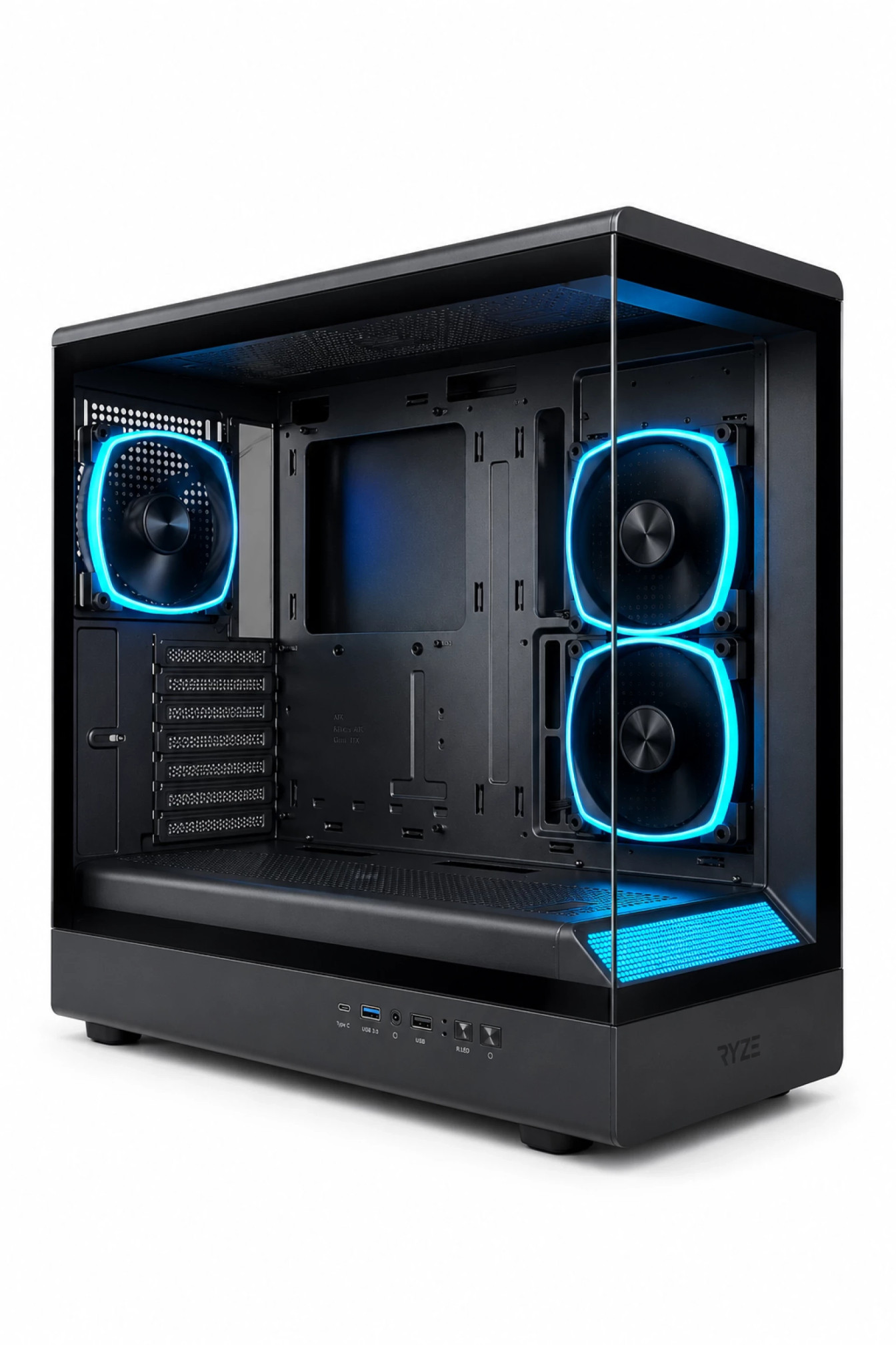 RYZE HEROIC HC500 3F Black1xARGB fan + 2x ARGB Reverse ATX, tempered glass