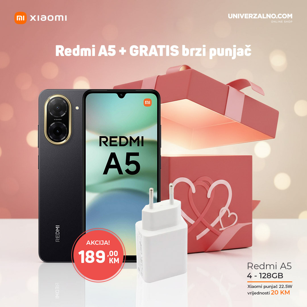 Xiaomi Redmi A5 128GB (4GB RAM) Black (crna boja) + GRATIS Xiaomi punjač 22.5W