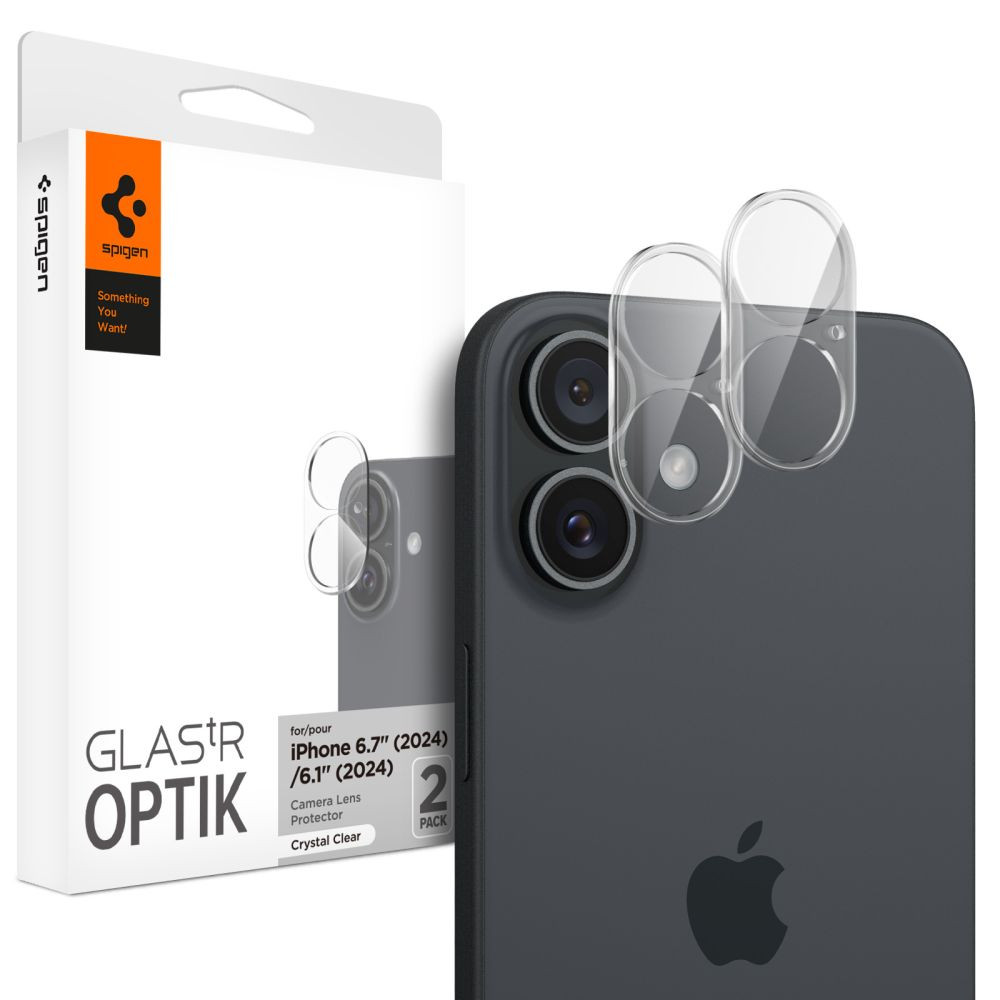 SPIGEN OPTIK 2-PACK zaštitno staklo za kameru za IPHONE 16 / 16 PLUS CRYSTAL CLEAR