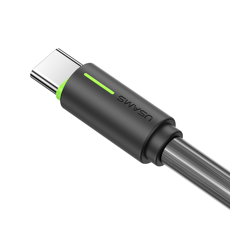 USAMS SJ732 Type-C 3A Bicolor  Charging & Data kabl YR Series 1m Black