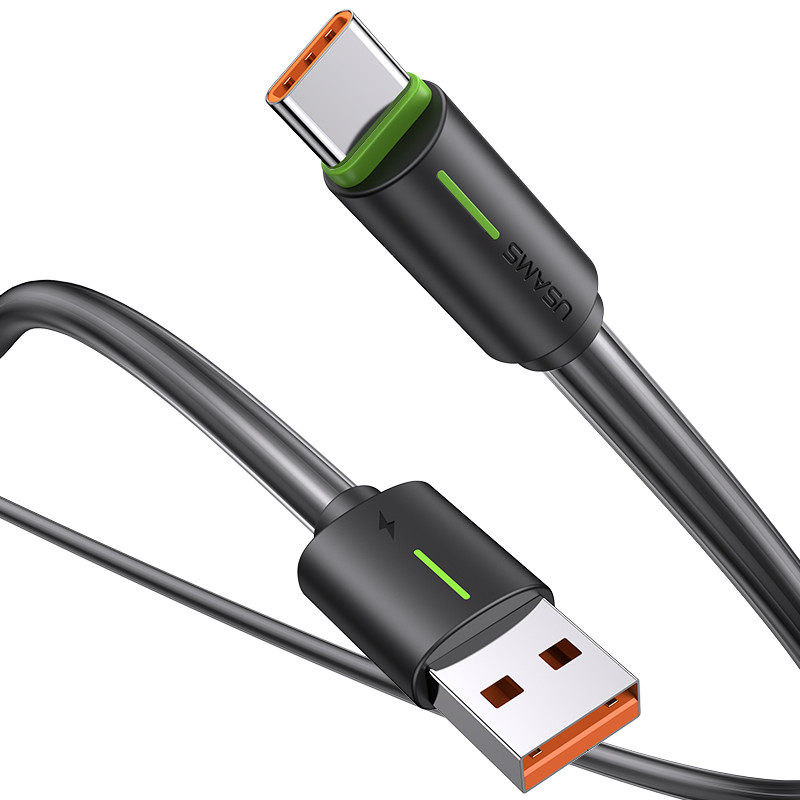USAMS SJ732 Type-C 3A Bicolor  Charging & Data kabl YR Series 1m Black