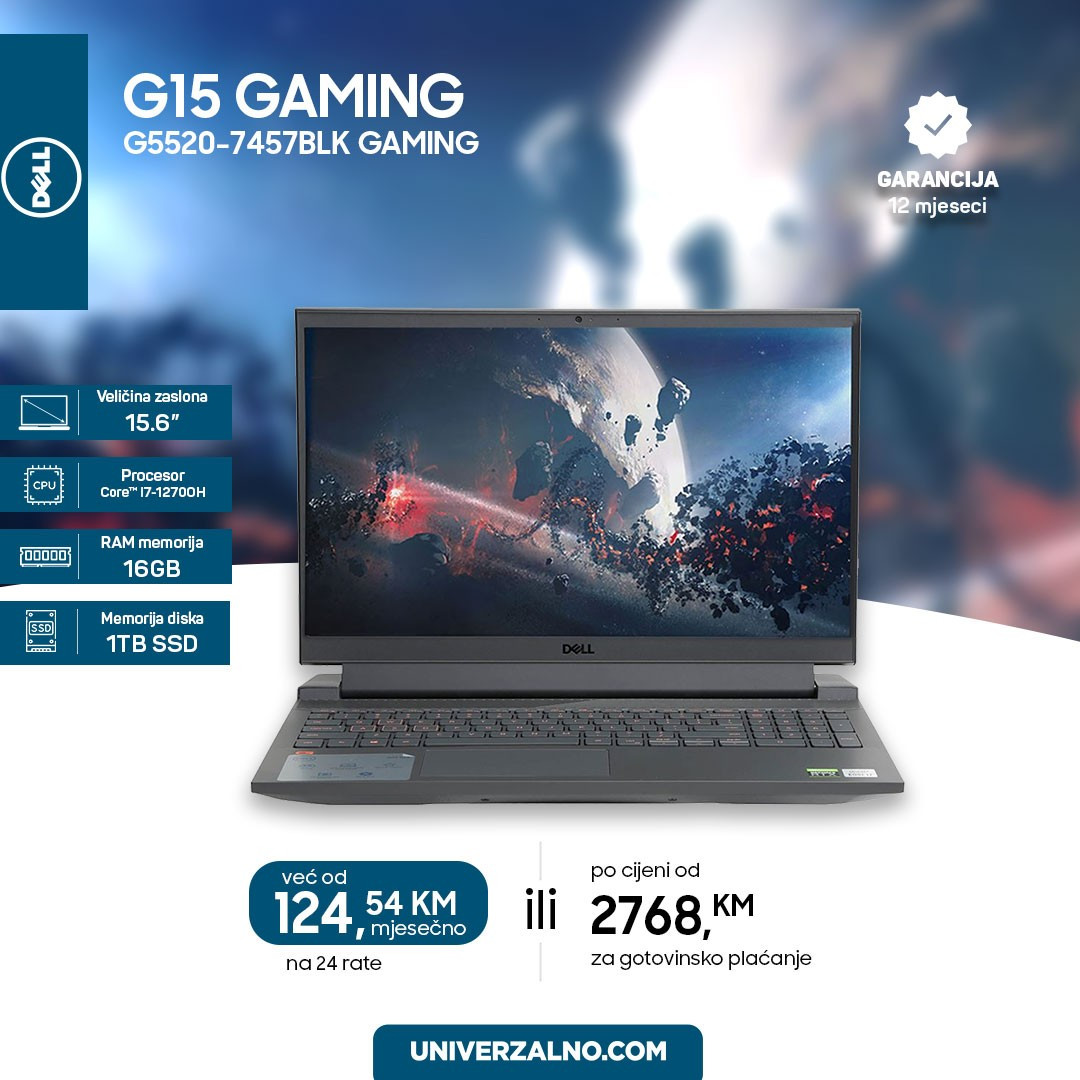 Dell G15 G5520-7457BLK GAMING 15,6/16GB/512