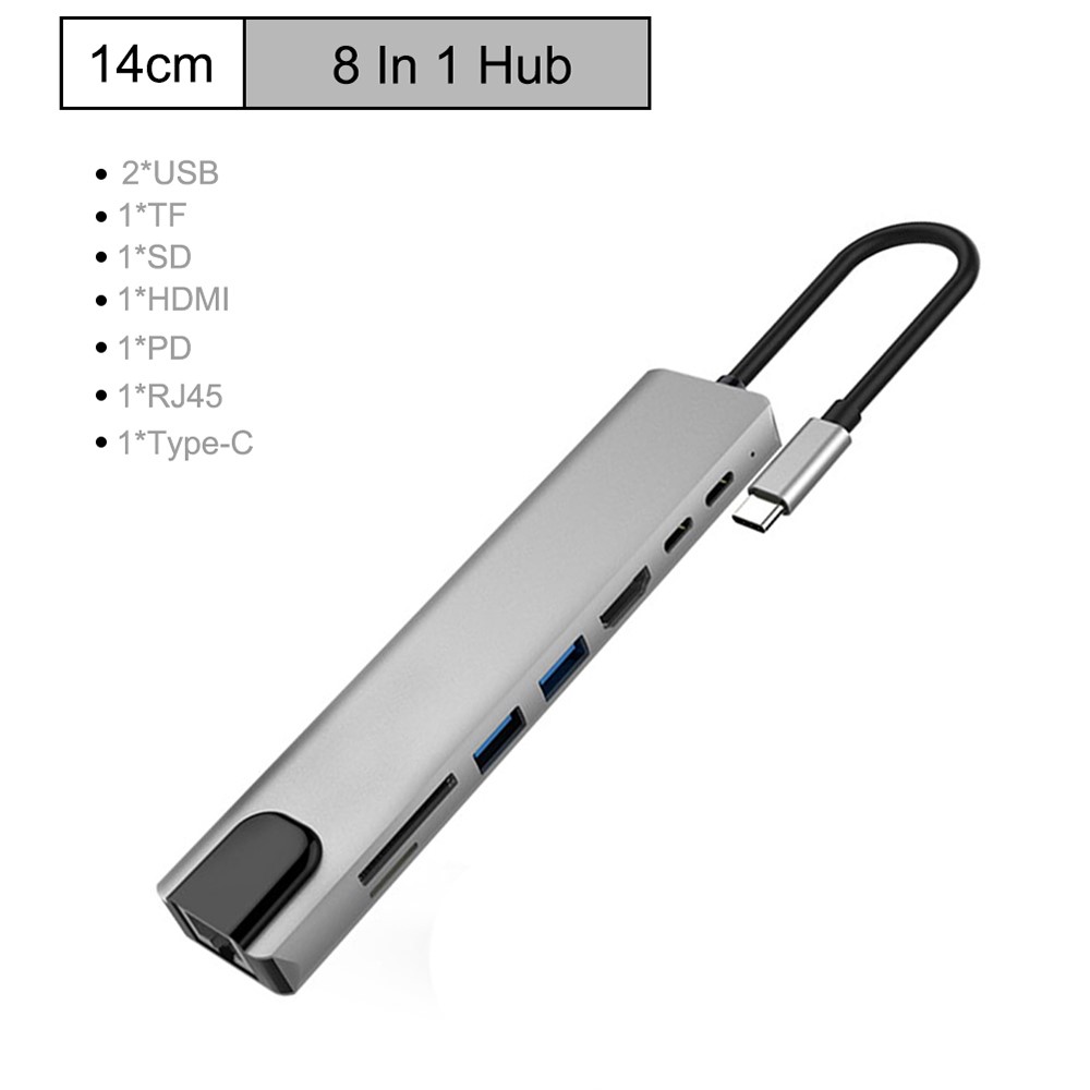 2€ sur 8 En1 Usb-C De Type C Usb3.0 Hdmi 4K Vga Rj45 Adaptateur Hub  Multifonction Dock MK3678 - Hub USB - Achat & prix